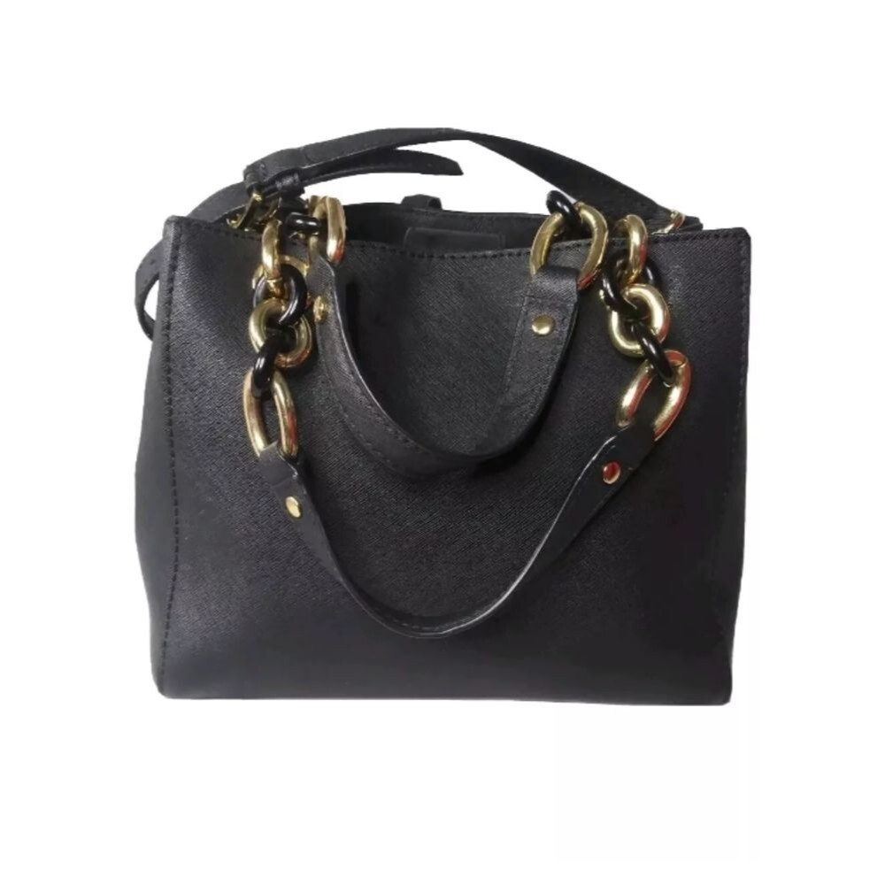 Michael Kors Small Cynthia Saffiano Leather Satchel Bag Black 30S5GCYS1L - Picture 2 of 11